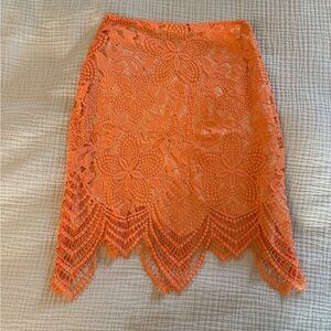 For Love And Lemons Orange Lace Skirt